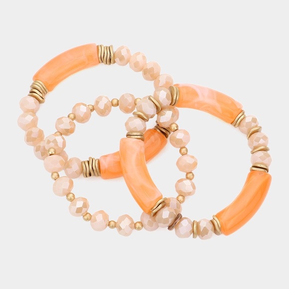 2️⃣3️⃣Multi Faceted Beads Stretch 3 pc - Picture 1 of 3